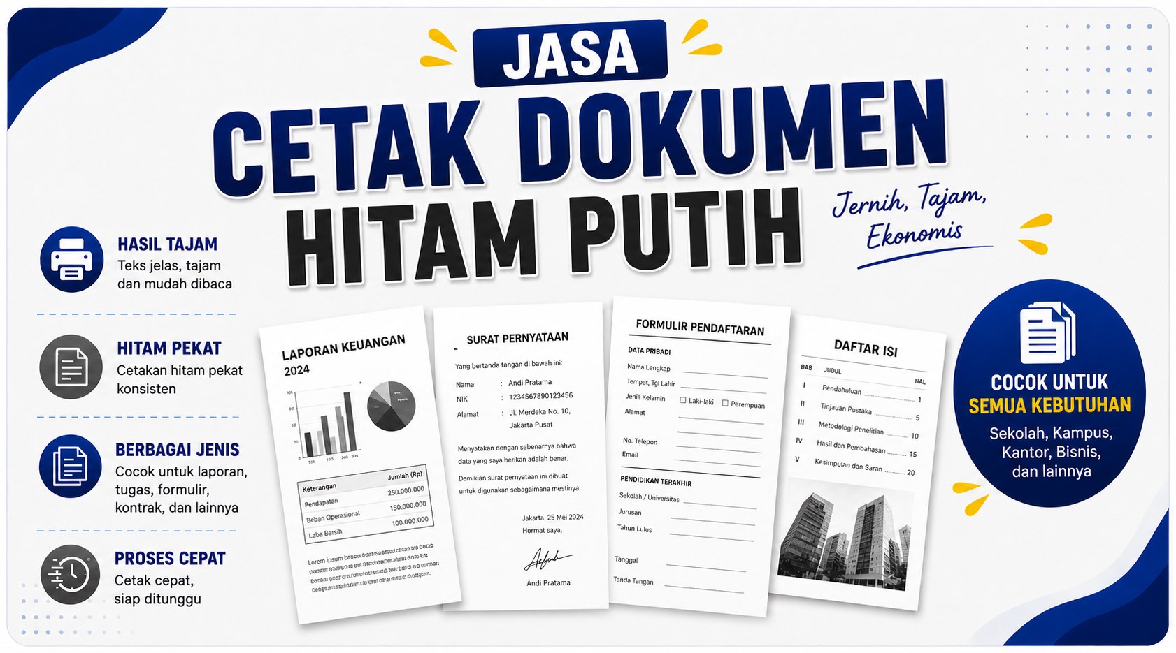 Cetak Dokumen Hitam Putih